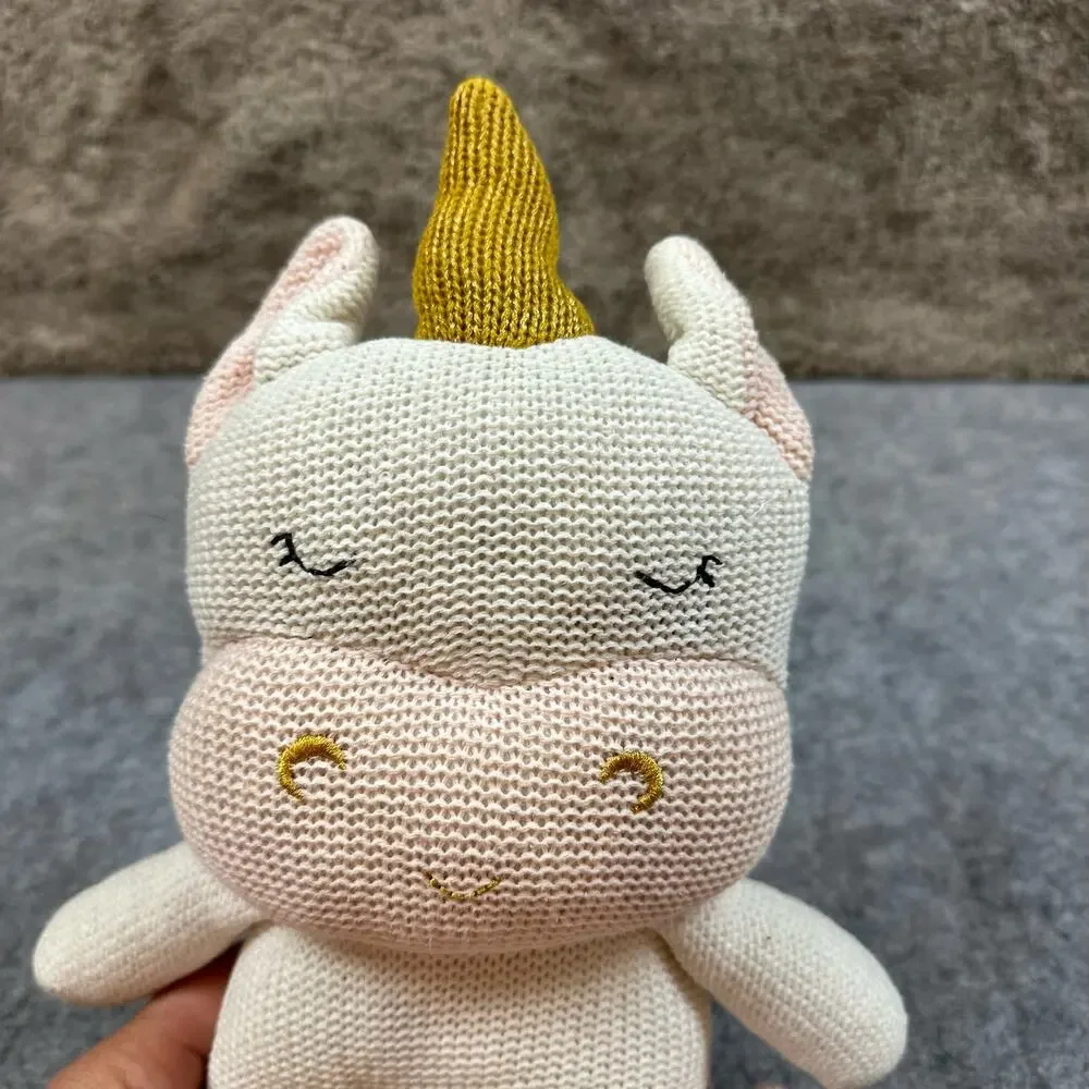 Living Textiles Kenzie Unicorn Knit Plush Toy Baby Rattle Stuffed Animal Doll